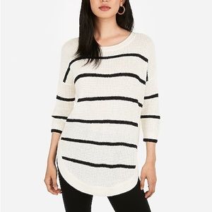 Express White Black Stripe Sweater Size Small Petite
